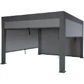 Mendler Pergola MCW-L46 mit Seitenwand, Gartenpavillon Lamellen-Pavillon Rollo, 10cm-Alu-Gestell, sturmfest 3x4m anthrazit
