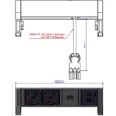 Bachmann DESK2 2xP40 1xUSB A&C 902.98622W 0.2m GST18 RAL9005