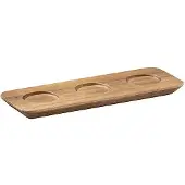 Aps NARROW Servierbrett Holz Rustikal, Holzbrett aus Akazienholz mit 3 Vertiefungen je 4 cm Ø, Maße ca. (B x L x H): 22 x 8 x 1,5 cm