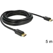 DeLOCK 5m Displayport Cable, 5 m, DisplayPort, DisplayPort, Schwarz, 10,8 Gbit/s, Männlich/Männlich