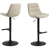 Actona Barhocker GROUP "Adisa Barstuhl, Küchenstuhl", beige, B:47cm H:95cm T:52,5cm, 100% Polyester, Hocker, Barhocker, Stoff, schwarzer Trompetenfuß, Gasfeder, drehbar, 2er-Set