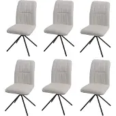 Mendler 6er-Set Esszimmerstuhl MCW-N99, Küchenstuhl, drehbar Auto-Return, Stoff/Textil Chenille (340g/m²) creme