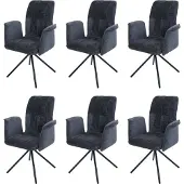 MCW 6er-Set Esszimmerstuhl MCW-N99, drehbar Armlehne Auto-Return, Stoff/Textil Chenille (340g/m²) dunkelgrau