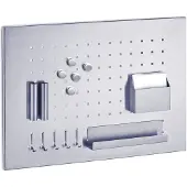Zeller -Presente Memobord Edelstahl 50 x 35 cm mit Utensilien wie Magnete, Schlüsselhaken
