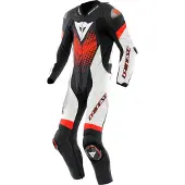 Dainese Laguna Seca 6 Schwarz Weiß Rot Fluo 1-Teiler Motorrad Lederkombi Größe 46