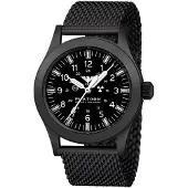 KHS PLABSSF.MB Herren-Armbanduhr Platoon Solar Meshband Schwarz
