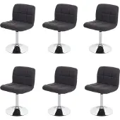 MCW 6er-Set Esszimmerstuhl Cadiz, Küchenstuhl Stuhl, Stoff/Textil Chrom drehbar MVG- dunkelgrau