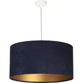 Licht-Erlebnisse Runde Pendelleuchte Blau Gold Stoff Velours Optik Ø50cm AIMEE Esszimmer Lampe Wohnzimmerlampe