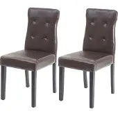 MCW 2er-Set Esszimmerstuhl MCW-E58, Stuhl Essstühle Kunstleder braun, dunkle Beine