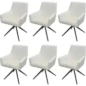 Mendler 6er-Set Esszimmerstuhl MCW-L91, Küchenstuhl Armlehne drehbar Auto-Position Stoff MVG creme-beige