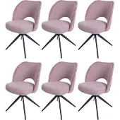 Mendler 6er-Set Esszimmerstuhl MCW-N72, Polster-Küchenstuhl, drehbar Auto-Return, Stoff/Textil (420g/m²) rosa