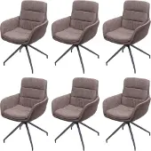 Mendler 6er-Set Esszimmerstuhl MCW-K32, Küchenstuhl Lehnstuhl Stuhl, drehbar Auto-Position, Stoff MVG braun-dunkelbraun