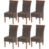 Mendler 6er-Set Esszimmerstuhl Sinio, Stuhl Küchenstuhl, Rattan ohne Sitzkissen