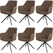 Mendler 6er-Set Esszimmerstuhl MCW-L80, Küchenstuhl Polsterstuhl Stuhl mit Armlehne, drehbar, Metall Stoff/Textil braun