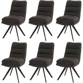 Mendler 6er-Set Esszimmerstuhl MCW-G66, Küchenstuhl, drehbar Auto-Position Stoff/Textil Bouclé MVG dunkelgrau