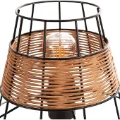 NINO LEUCHTEN Tischleuchte 1-flg. ESRA Schwarz, Schirm Draht-Rattan, 51340108