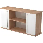 Hjh OFFICE PRO KAPA SB | Sideboard | mit Türen - Nussbaum/Weiß Sideboard Chromgriff Metall