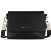 Bugatti Umhängetasche "Damen ELLA", Damen, Gr. B/H/T: 25cm x 17cm x 8cm onesize, schwarz, Kunstfaser, leicht glänzend, unifarben, Taschen Umhängetasche