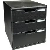 Exacompta MODULO A4 Schubladenbox Schwarz, 3 Schubladen geschlossen A4/A4+, staubgeschützt, leise, Sicherheitsstopp