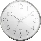 Mebus Quarz Wanduhr Analog, Leisegangwerk, Aluminium, Silber, 30x30x5 cm