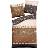TRAUMSCHLAF Feinbiber Bettwäsche Hirsche Weihnachten 155x220 cm + 80x80 cm