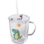 Intirilife Kinder Trinkbecher mit Deckel, Skala und Strohhalm