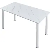 En.casa Esstisch ’Tammela’ für 4 Personen 120 x 60 cm Stahlbeine Marmor-Optik, weiß