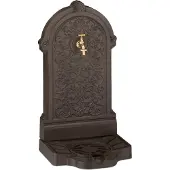 Relaxdays Standbrunnen, Antik-Stil, HBT: 73x39x32 cm, Nostalgie, Garten, Terrasse, Wasserhahn, Becken, stehend, braun