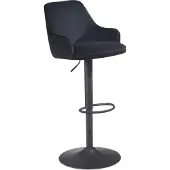 Wohnling Barhocker Samt Schwarz Hocker mit Lehne 86 106 cm Küchenhocker Höhenverstellbar Modern 100 kg Barstuhl Tresenhocker mit Metall-Trompetenfuß