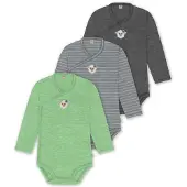 Normani 3er Set Baby-Body Wickelbody Langarm Toddler-Bodysuit aus Merinowolle - 9357