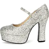 Maskworld Plateau Schuhe glitter-silber