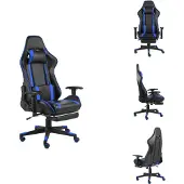 vidaXL Gaming-Stuhl mit Fußstütze Drehbar Blau PVC - Gaming-Sessel