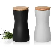 AdHoc MP125 Set Salzmühle und Pfeffermühle Twin Black & Grey, Kunststoff | Eichenholz