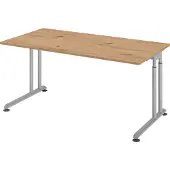 Hammerbacher Schreibtisch C-Fuss 160x80cm Asteiche/Silber