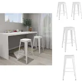 vidaXL Barhocker Stapelbar 2 Stk. Weiß Metall - Barhocker