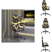 vidaXL Gaming-Stuhl Drehbar Schwarz und Golden Kunstleder - Gaming-Sessel