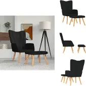 vidaXL Relaxsessel mit Hocker Schwarz Stoff - Sessel