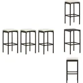 vidaXL Barhocker mit Kissen 3 Stk. Braun Poly Rattan - Barhocker