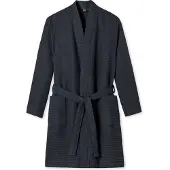 Schiesser Bademantel Kimono Essentials Piqué Herren Baumwolle Anthracite-S