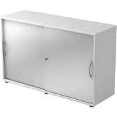 Hjh OFFICE PRO BETA 1752S - 2 OH Schiebetürenschrank Bogengriff Metall Weiß/Silber