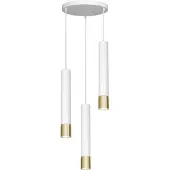 Licht-Erlebnisse Pendelleuchte Weiß Gold 3-flammig Modern Metall Hängelampe Esszimmer Wohnzimmer
