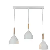 Licht-Erlebnisse Pendelleuchte Weiß Metall Holz 3-flammig verstellbar Skandinavisch E27 Hängelampe Esszimmer