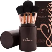 Luvia Cosmetics 15-tlg. Set: Kabuki Schminkpinsel 'Golden Queen' in Braun/Roségold - Vegan