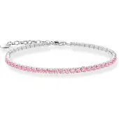 Thomas Sabo Armband "Schmuck Silber 925 Tennisarmband" Gr. 19, bunt (silberfarben, pink, pink), Armbänder, Damen, 19, Silber 925 (recycelt), Armband, mit Zirkonia (synth.)