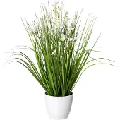 Creativ Green Kunstgras "Blüten-Gras-Mix" in weißer Kunststoffschale