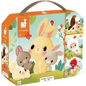 Janod Bauernhoftier Puzzles mit Steigende Schwierigkeit 4-in-1 43 Teile