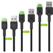 Green Cell GC Ray LED | SET 3x 30cm 120cm 200cm USB C Kabel Typ C Nylon Ladekabel Schnellladekabel | für Samsung Galaxy S21 S20 Ultra S10 S9 S8+ | Note 20 10 9 8 | A80 A71 A70 A50 A42 | Huawei P40 P30 P20 Lite