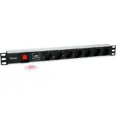 Equip 7-Outlet German Power Distribution Unit mit Surge Protection and Switch, 1U, Aluminium, Schwarz, Silber, 7 AC-Ausgänge, Typ F, Typ F