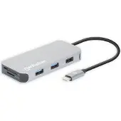 Manhattan 130615, Kabelgebunden, USB 3.2 Gen 1 (3.1 Gen 1) Type-C, 100 W, 10,100,1000 Mbit/s, Aluminium, MicroSD (TransFlash)
