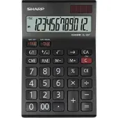 Sharp EL-125T Bordlommeregner Sort Display (indstil): 12 solcelle-drift, Batteridrevet (B x H x T) 112 x 13 x 176 mm